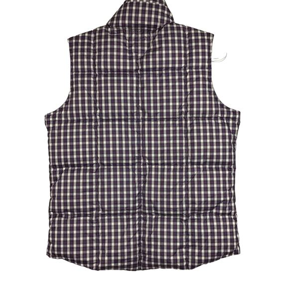 Lands' End Down Filled Quilted Puffer Vest Purple Plum Black Tartan Plaid S 6 8 - Picture 2 of 7